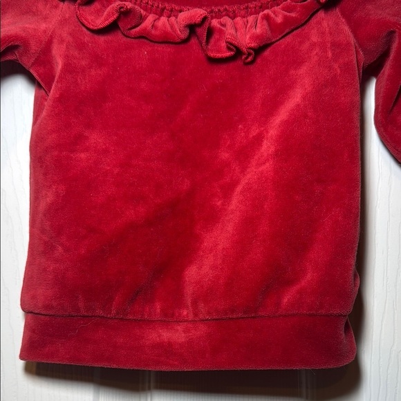 First Impressions Baby Long Sleeve Velvet Red Shirt with Ruffles Size 3-6 Months - Picture 3 of 6